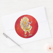 Sticker Rond Noël Du Poulet Sur Rouge (Enveloppe)