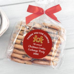 Sticker Rond Noël échange de cookies Merci de fête échange