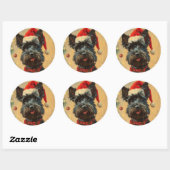 Sticker Rond Noël écossais Terrier (Feuille)