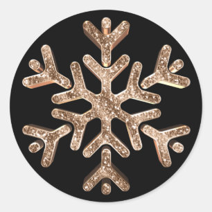 Sticker Rond Noël élégant de flocon de neige de diamant de n