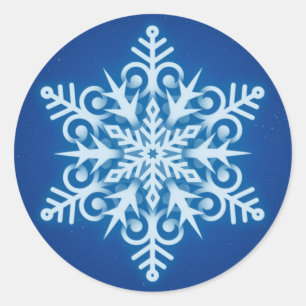 Sticker Rond Noël Elégant du Flocon de neige bleu royal