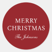 Sticker Rond Noël élegant rouge minimal (Devant)