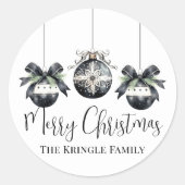 Sticker Rond Noël élégant simple à l'aquarelle (Devant)