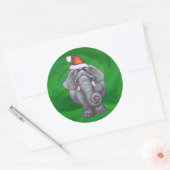 Sticker Rond Noël Eléphant Sur Vert (Enveloppe)