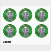 Sticker Rond Noël Eléphant Sur Vert (Feuille)