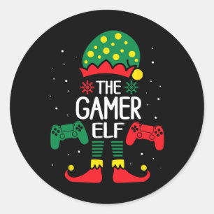 Sticker Rond Noël Elf Matching Gamer Famille Jeu Garçons Ki
