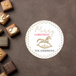 Sticker Rond Noël en bois Rocking Horse