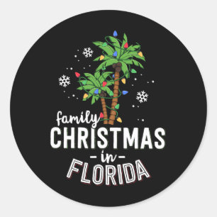 Sticker Rond Noël en famille en Floride Palmiers Xmas Beach