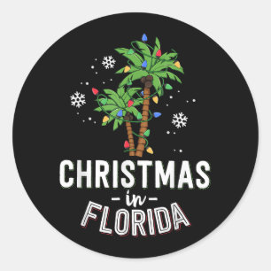 Sticker Rond Noël En Floride Pont Les Palmiers Famille Va