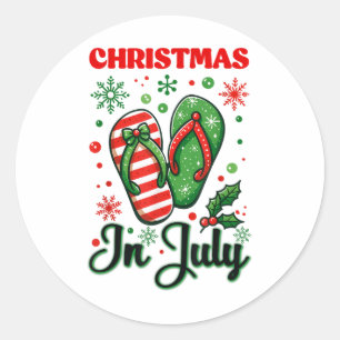 Sticker Rond Noël En Juillet Flip Flops Xmas Flip Flops Summe