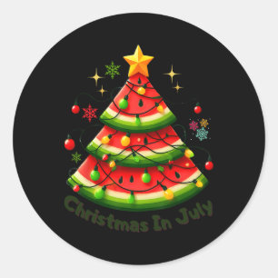 Sticker Rond Noël en juillet Funny pastèque Noël été