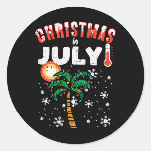 Sticker Rond Noël En Juillet Palmier Xmas Plage Été Hommes