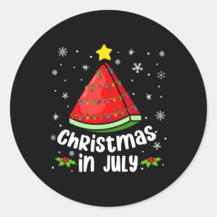 Sticker Rond Noël en juillet Pastèque Drôle d'été Plage Xm