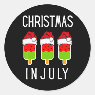 Sticker Rond Noël en juillet Pastèque Glace Drôle de Noël Je