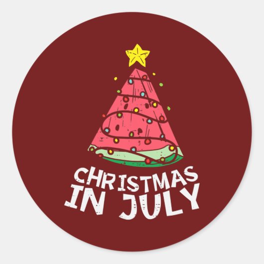 Sticker Rond Noël En Juillet Pastèque Noël Arbre Hommes D'Été (Devant)