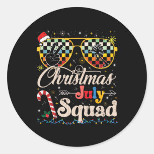 Sticker Rond Noël En Juillet Squad Sungles Summer Beach Drôle