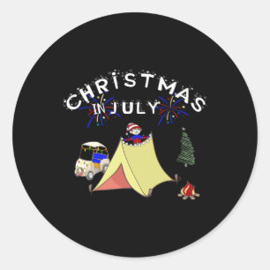 Sticker Rond Noël en Juillet T Shirt de Camping de Chariot de G