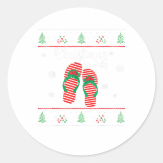 Sticker Rond Noël En Juillet Vilain Noël Été Flip Flops