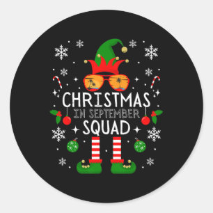 Sticker Rond Noël En Septembre Costume De Squad Elf Sunglasse