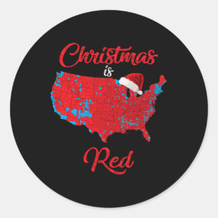 Sticker Rond Noël Est Rouge Carte Électorale 2024 Trump Landsli