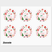 Sticker Rond Noël Fa La La Rouge et Vert (Feuille)