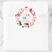 Sticker Rond Noël Fa La La Rouge et Vert (Sac)
