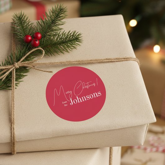 Sticker Rond Noël Famille Rouge moderne