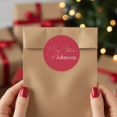 Sticker Rond Noël Famille Rouge moderne