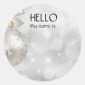 Sticker Rond Noël Fête Bonjour Nom Balise Badge (Devant)