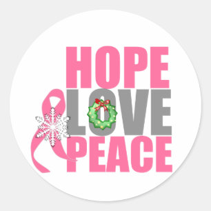 Sticker Rond Noël Fête de l'amour de la paix Cancer du sein