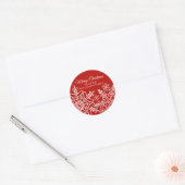 Sticker Rond Noël Fête Fête Fête Rouge Blanc (Enveloppe)