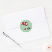 Sticker Rond Noël Fête Joie Dragon (Enveloppe)