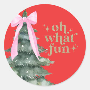 Sticker Rond Noël Fête Oh Quel Pink Fun