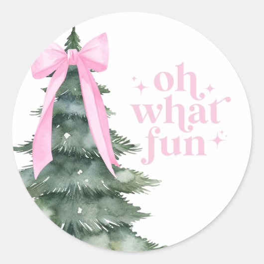Sticker Rond Noël Fête Oh Quel Pink Fun (Devant)