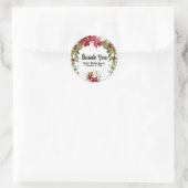 Sticker Rond Noël Fête Poinsettia Fleur hiver Floral (Sac)