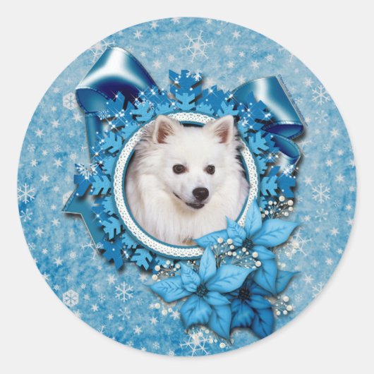 Sticker Rond Noël - Flocon de neige bleu - Eskimo américain (Devant)