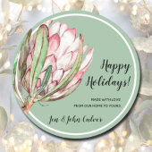 Sticker Rond Noël Floral Marchandises maison de vacances