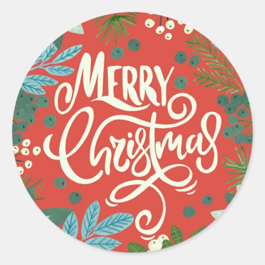 Sticker Rond Noël floral rouge (Devant)