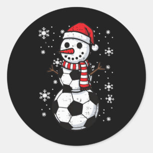 Sticker Rond Noël Football Ll Bonhomme de neige Xmas Footll Gar