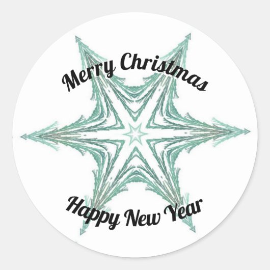 Sticker Rond Noël Fractée verte étoile Joyeux Noël (Devant)