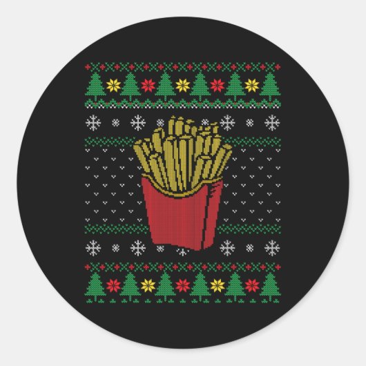 Sticker Rond Noël Français Fries Ugly Sweat (Devant)