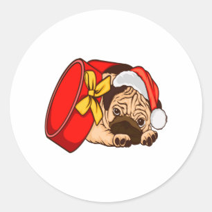 Sticker Rond Noël Funky Chien Vintage Noël Chien Chien Chien Ma