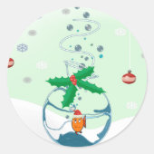 Sticker Rond Noël Funny Poisson d'or (Devant)