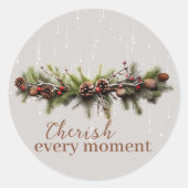 Sticker Rond Noël Garland et les étoiles de tir Chérir (Devant)