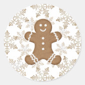 Sticker Rond Noël Gingerbread Homme et Snowflakes (Devant)