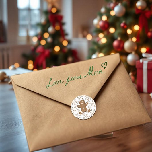 Sticker Rond Noël Gingerbread Homme et Snowflakes