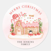 Sticker Rond Noël Gingerbread Maison cadeau (Devant)