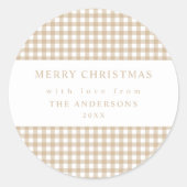 Sticker Rond Noël Gingham Beige (Devant)