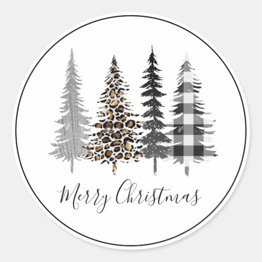 Sticker Rond Noël glamour noir et blanc (Devant)