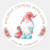 Sticker Rond Noël Gnome Holiday Cookie Exchange Monogramme (Devant)